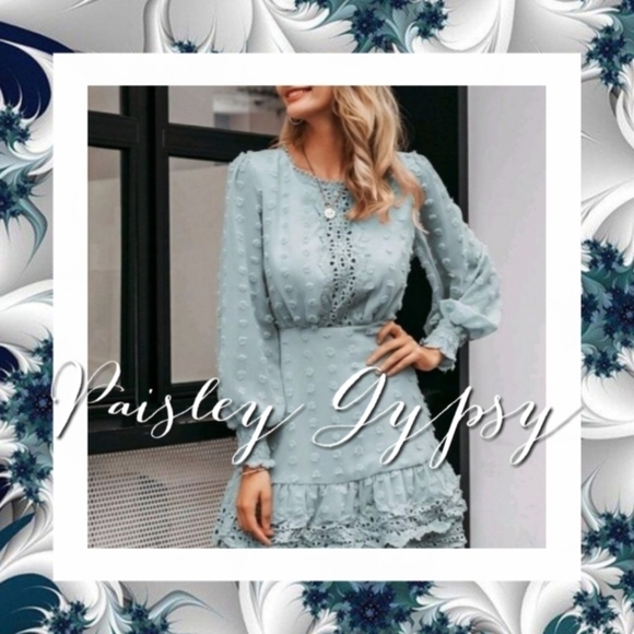 ROMANTIC BABY BLUE LACE SIMPLEE PREMIUM QUALITY BRANDED DRESS - Picture 2 of 15